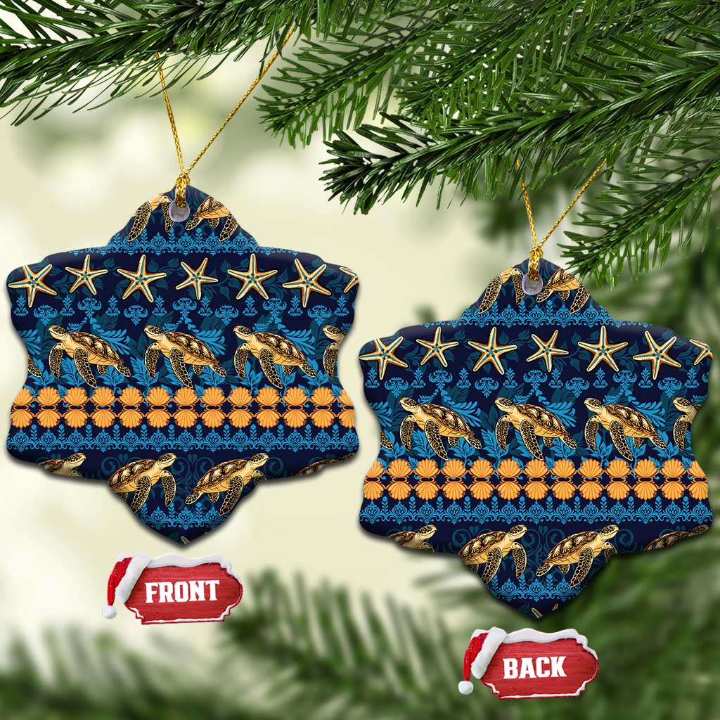 Hawaii Turtles Starfish Unique Pattern Ceramic Ornament - Polynesian Pride