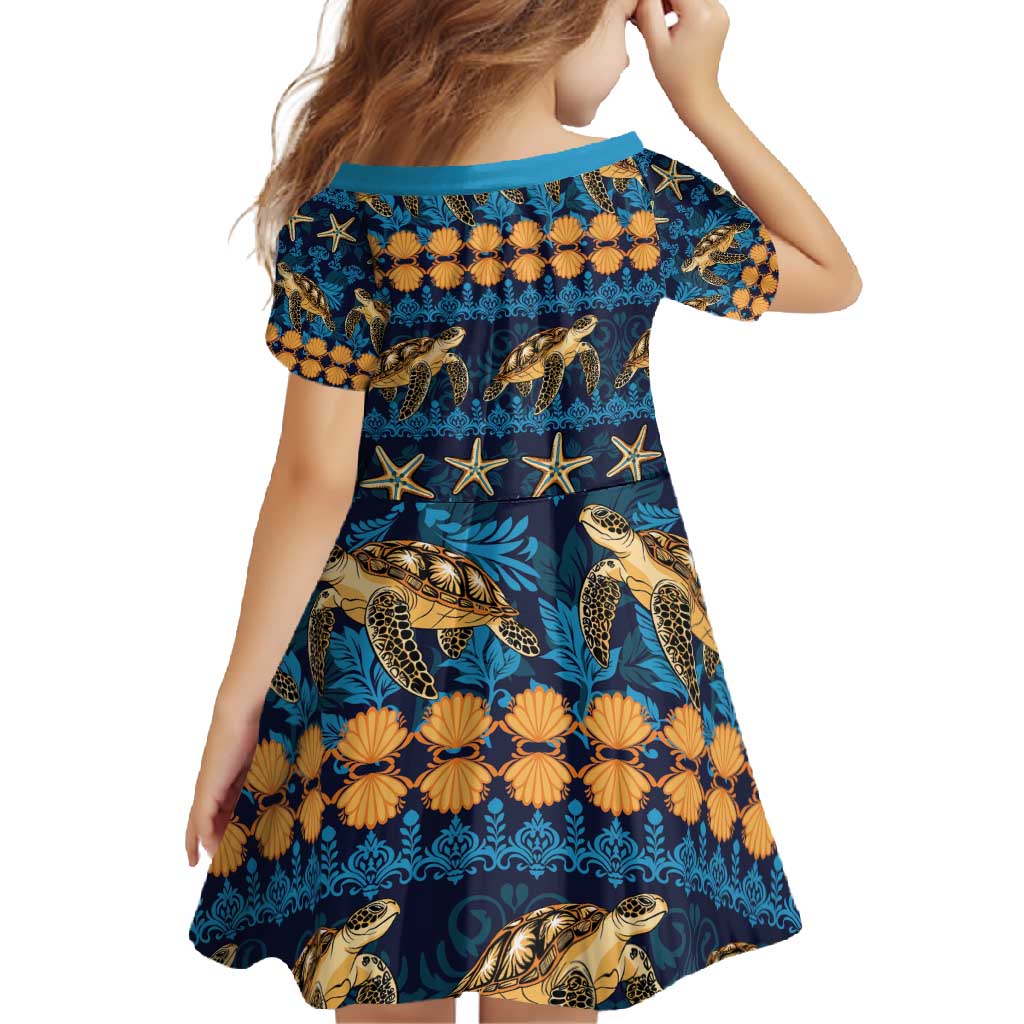 Hawaii Turtles Starfish Unique Pattern Family Matching Mermaid Dress and Hawaiian Shirt - Polynesian Pride