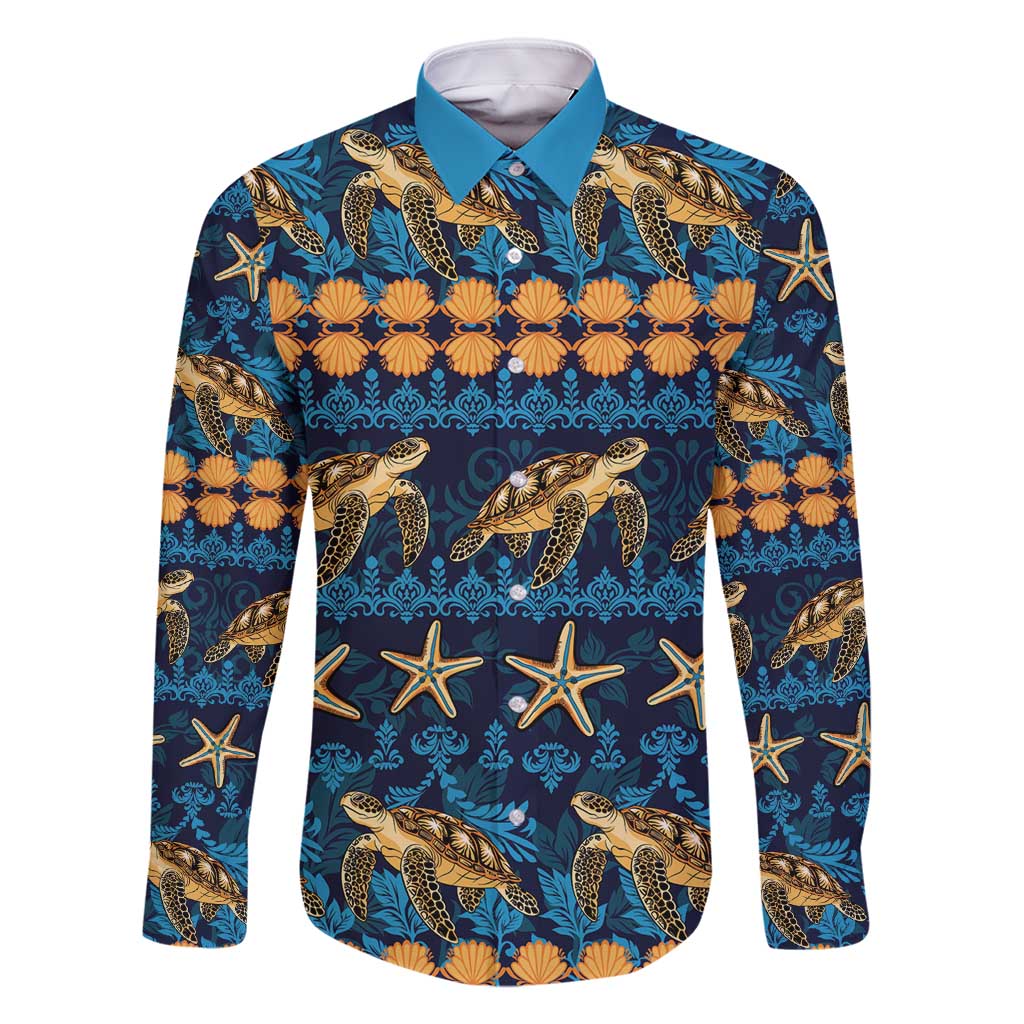 Hawaii Turtles Starfish Unique Pattern Family Matching Mermaid Dress and Hawaiian Shirt - Polynesian Pride