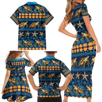 Hawaii Turtles Starfish Unique Pattern Family Matching Short Sleeve Bodycon Dress and Hawaiian Shirt LT01 - Polynesian Pride