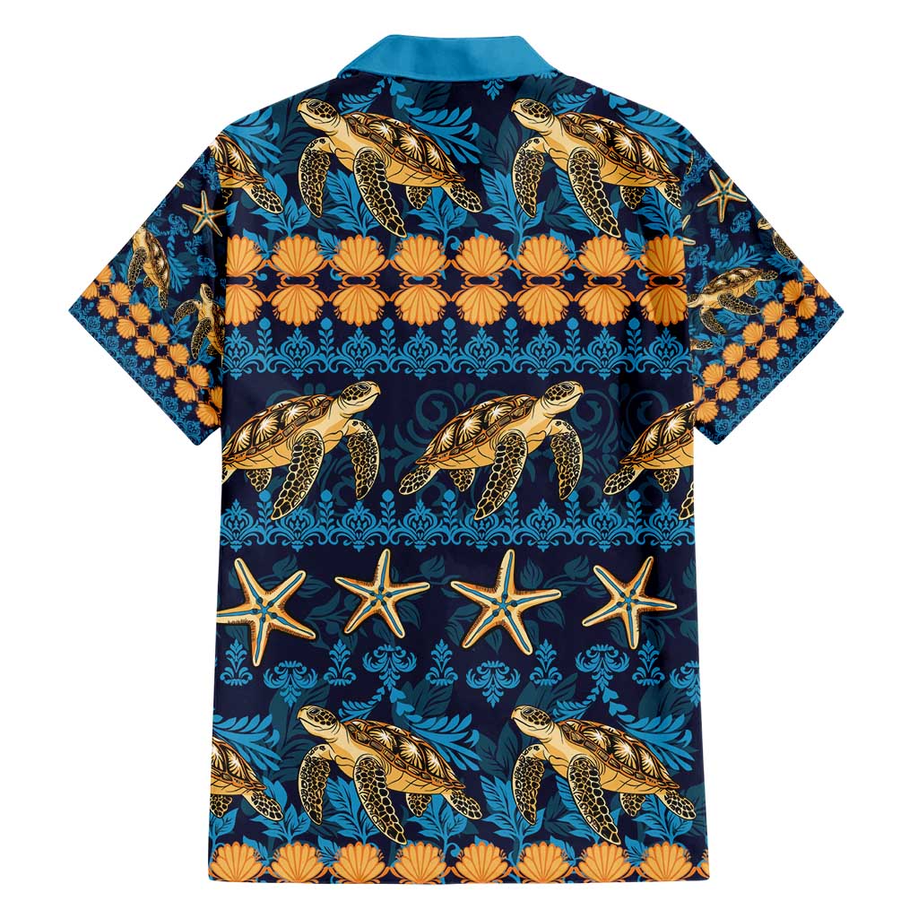 Hawaii Turtles Starfish Unique Pattern Family Matching Short Sleeve Bodycon Dress and Hawaiian Shirt LT01 - Polynesian Pride