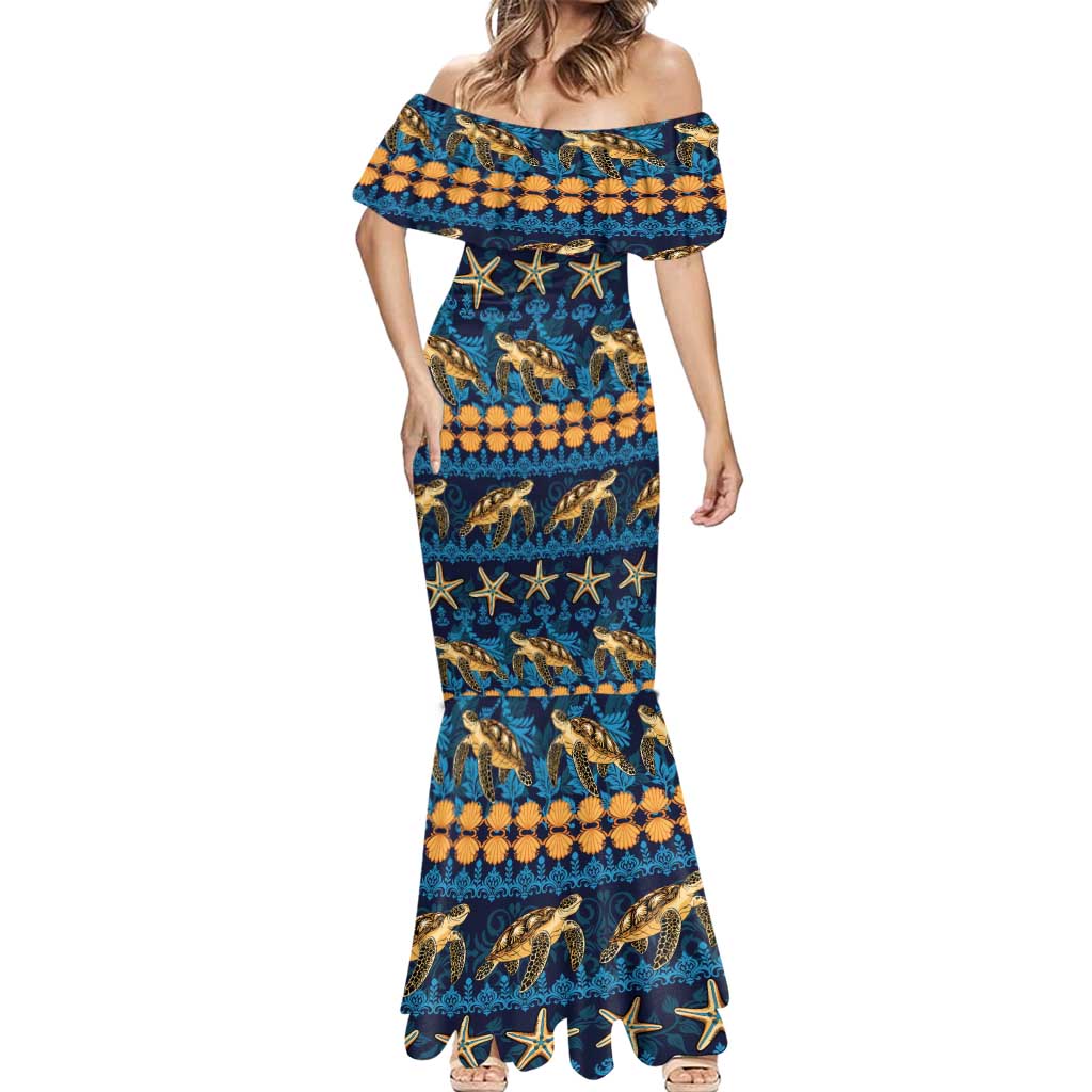 Hawaii Turtles Starfish Unique Pattern Mermaid Dress - Polynesian Pride