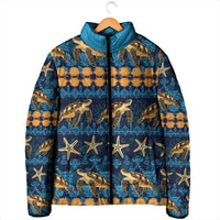 Hawaii Turtles Starfish Unique Pattern Padded Jacket - Polynesian Pride