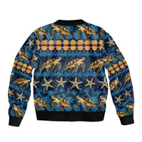 Hawaii Turtles Starfish Unique Pattern Sleeve Zip Bomber Jacket LT01 - Polynesian Pride