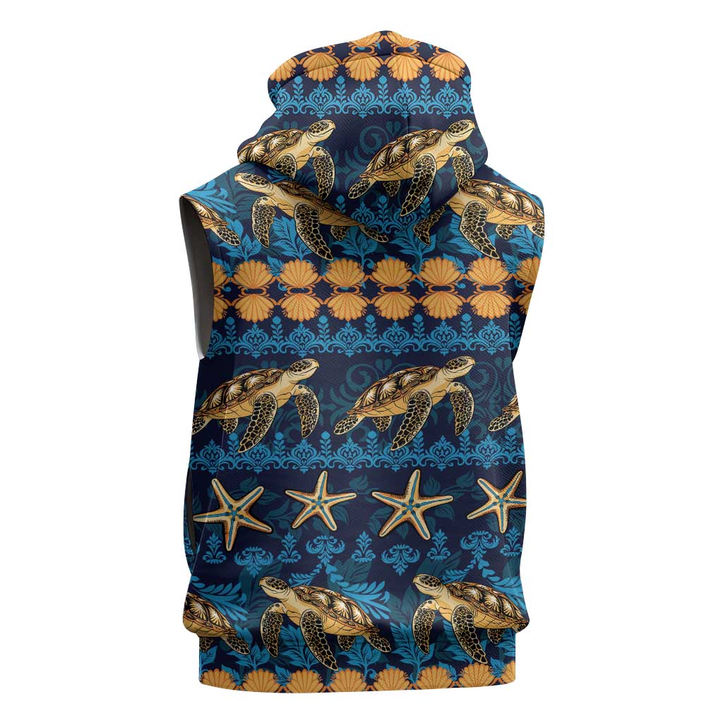 Hawaii Turtles Starfish Unique Pattern Sleeveless Hoodie LT01 - Polynesian Pride