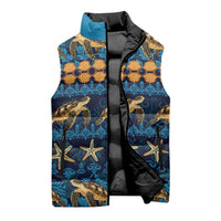 Hawaii Turtles Starfish Unique Pattern Sleeveless Puffer Jacket - Polynesian Pride