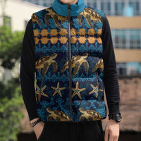 Hawaii Turtles Starfish Unique Pattern Sleeveless Puffer Jacket - Polynesian Pride