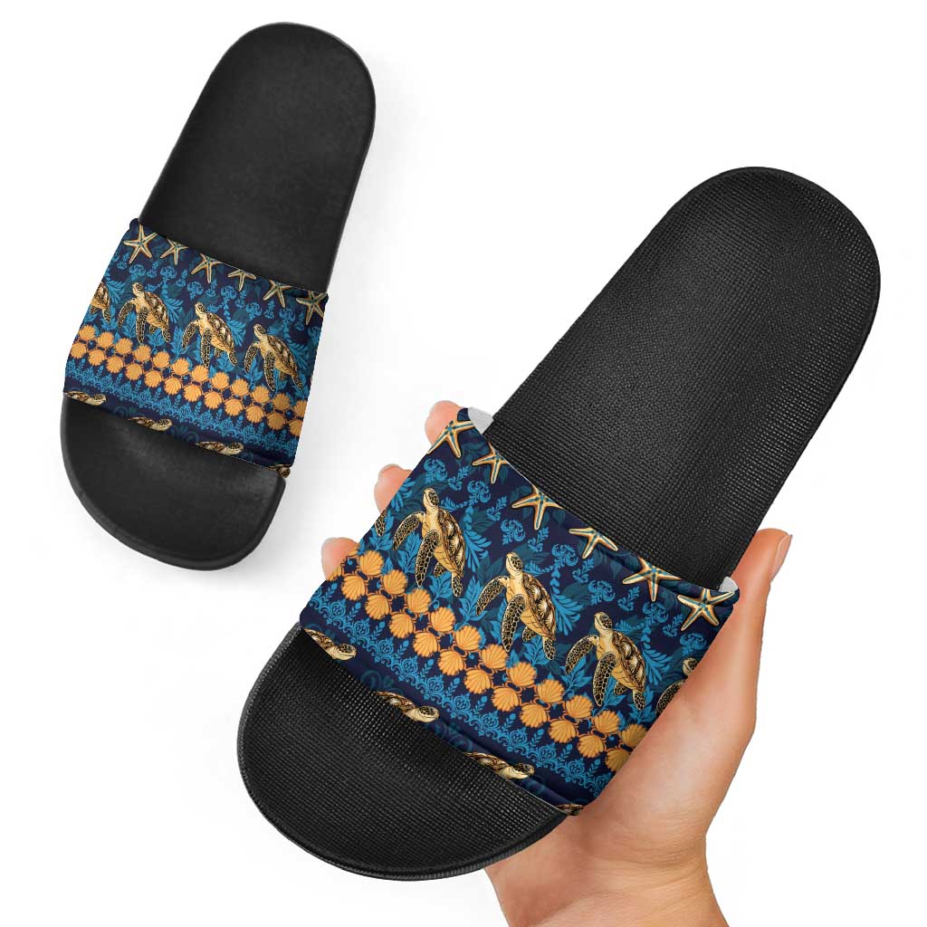 Hawaii Turtles Starfish Unique Pattern Slide Sandals - Polynesian Pride