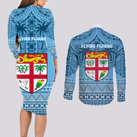 Fiji Rugby Couples Matching Long Sleeve Bodycon Dress and Long Sleeve Button Shirts Fijian Go 2023 World Cup LT01 - Polynesian Pride