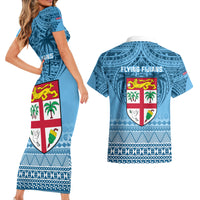 Fiji Rugby Couples Matching Short Sleeve Bodycon Dress and Hawaiian Shirt Fijian Go 2023 World Cup LT01 - Polynesian Pride