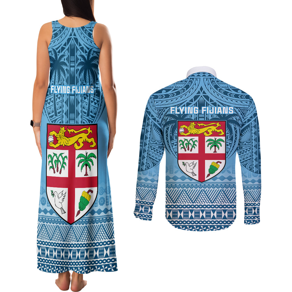 Fiji Rugby Couples Matching Tank Maxi Dress and Long Sleeve Button Shirts Fijian Go 2023 World Cup LT01 - Polynesian Pride
