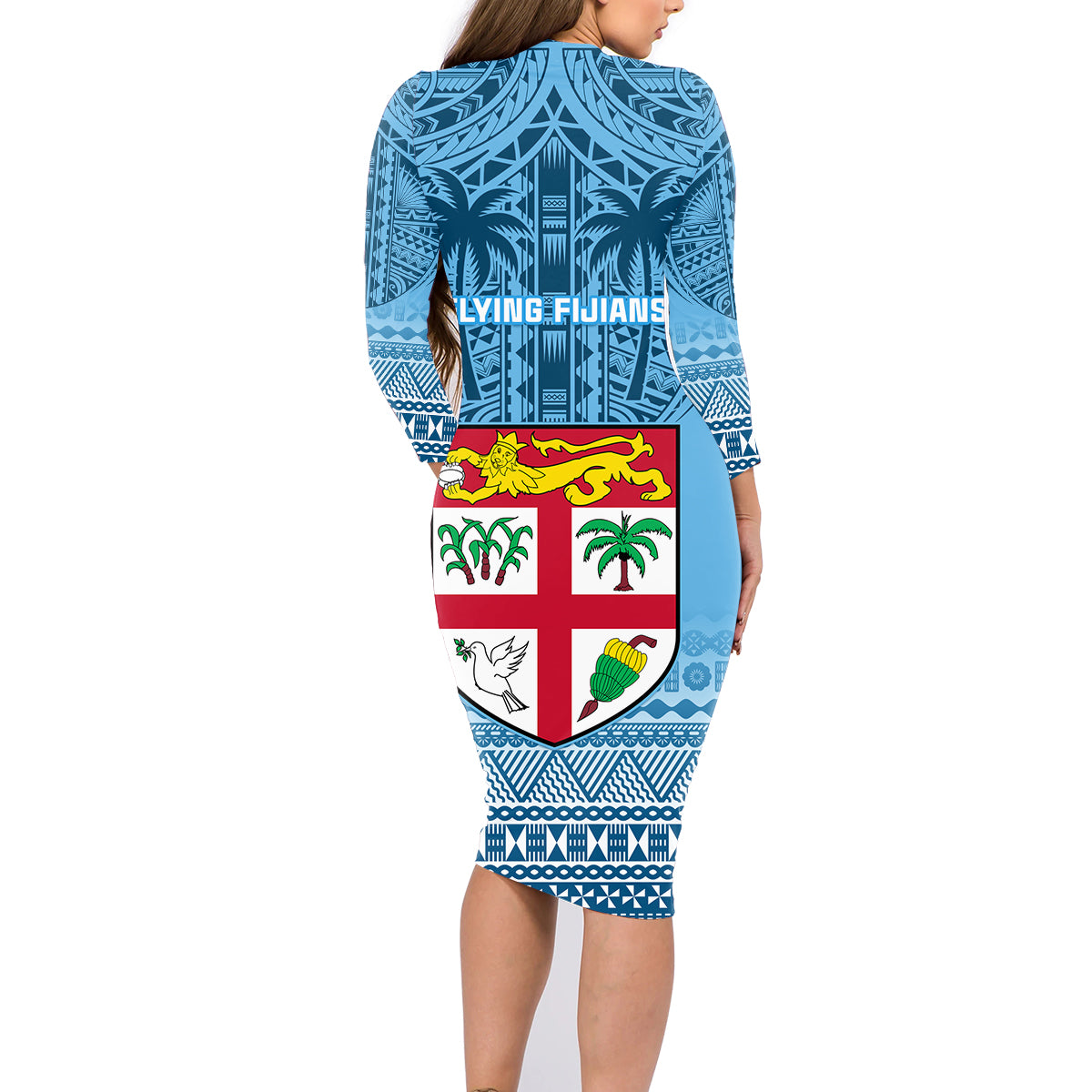 Fiji Rugby Family Matching Long Sleeve Bodycon Dress and Hawaiian Shirt Fijian Go 2023 World Cup LT01 - Polynesian Pride