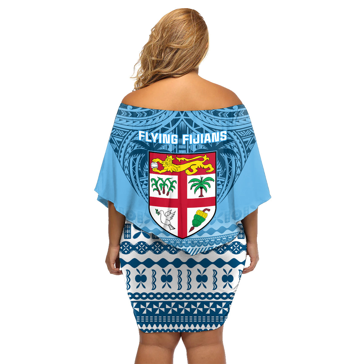 Fiji Rugby Family Matching Off Shoulder Short Dress and Hawaiian Shirt Fijian Go 2023 World Cup LT01 - Polynesian Pride