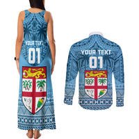 Custom Fiji Rugby Couples Matching Tank Maxi Dress and Long Sleeve Button Shirts Fijian Go 2023 World Cup LT01 - Polynesian Pride