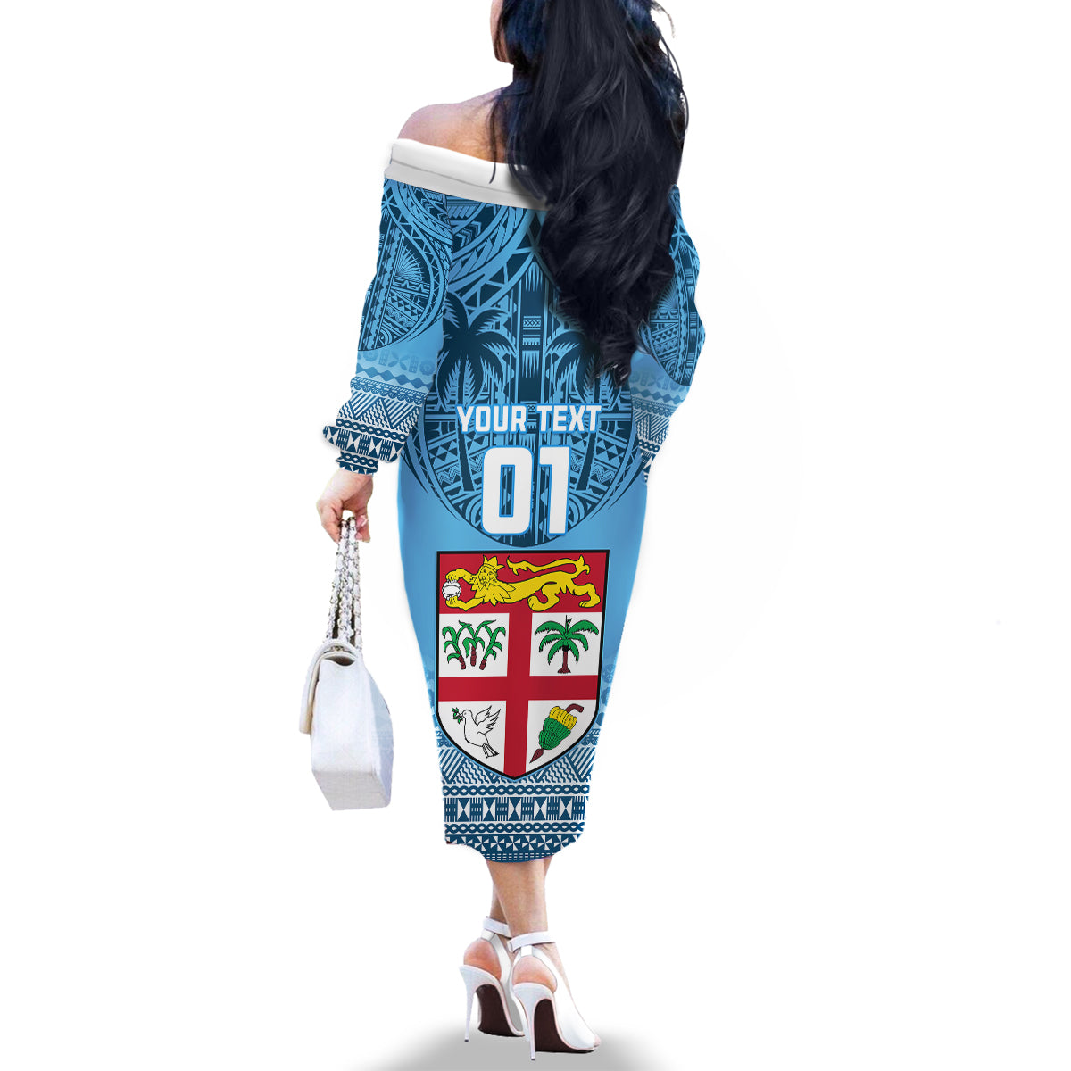 Custom Fiji Rugby Family Matching Off Shoulder Long Sleeve Dress and Hawaiian Shirt Fijian Go 2023 World Cup LT01 - Polynesian Pride