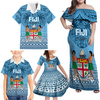 Custom Fiji Rugby Family Matching Off Shoulder Maxi Dress and Hawaiian Shirt Fijian Go 2023 World Cup LT01 - Polynesian Pride