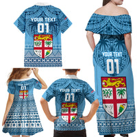 Custom Fiji Rugby Family Matching Off Shoulder Maxi Dress and Hawaiian Shirt Fijian Go 2023 World Cup LT01 - Polynesian Pride