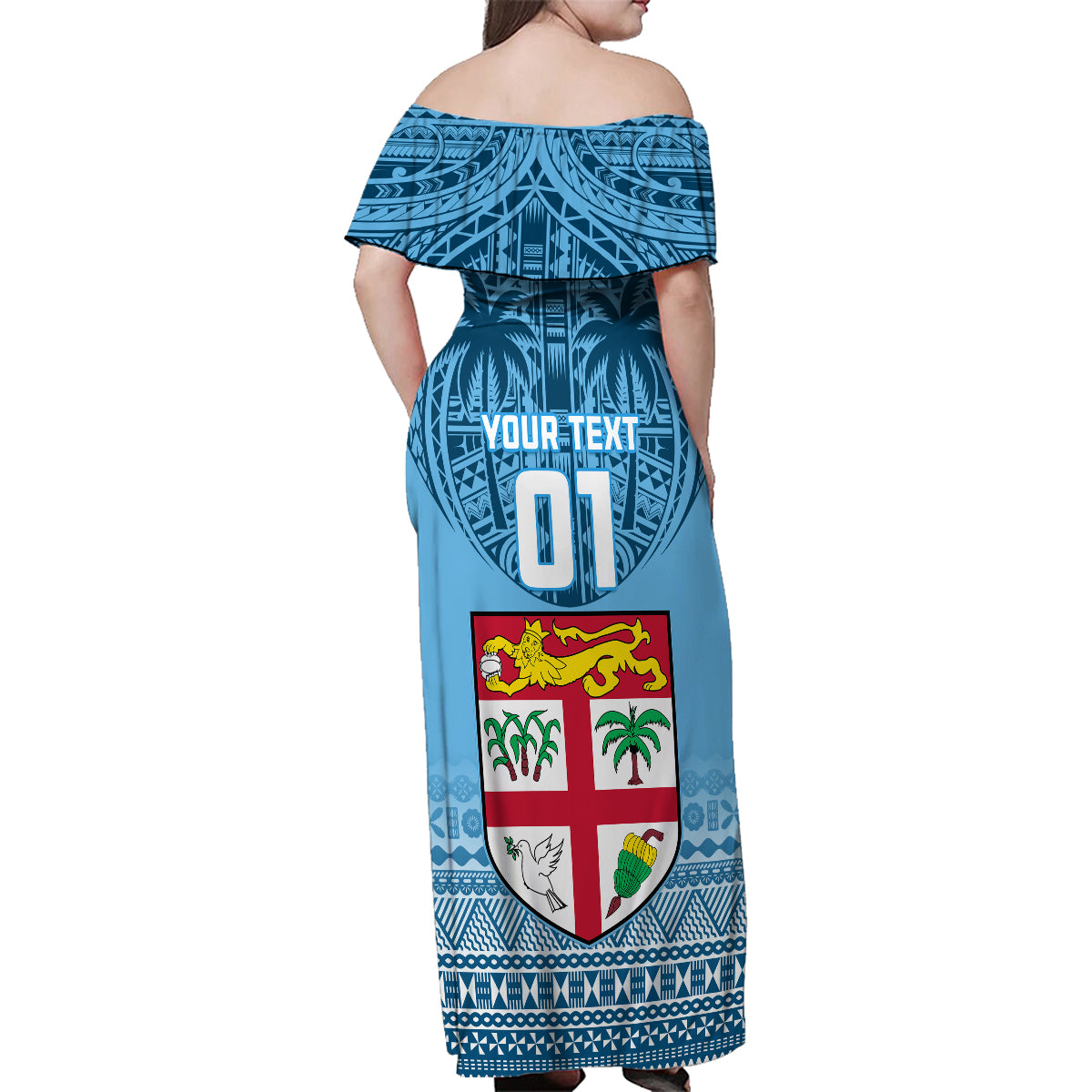 Custom Fiji Rugby Family Matching Off Shoulder Maxi Dress and Hawaiian Shirt Fijian Go 2023 World Cup LT01 - Polynesian Pride