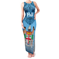 Custom Fiji Rugby Family Matching Tank Maxi Dress and Hawaiian Shirt Fijian Go 2023 World Cup LT01 Mom's Dress Blue - Polynesian Pride