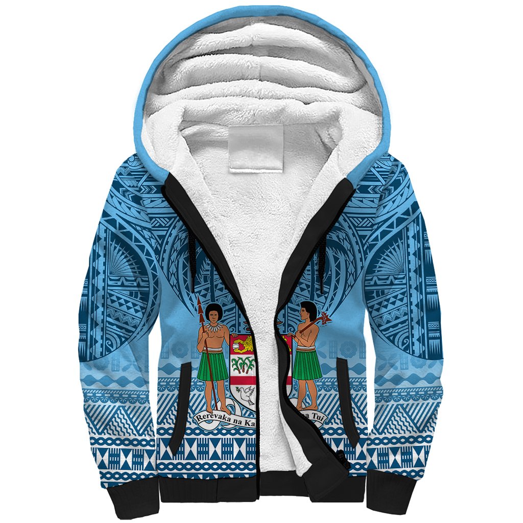Custom Fiji Rugby Sherpa Hoodie Fijian Go 2023 World Cup LT01 Unisex Blue - Polynesian Pride