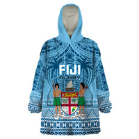 Custom Fiji Rugby Wearable Blanket Hoodie Fijian Go 2023 World Cup LT01 One Size Blue - Polynesian Pride