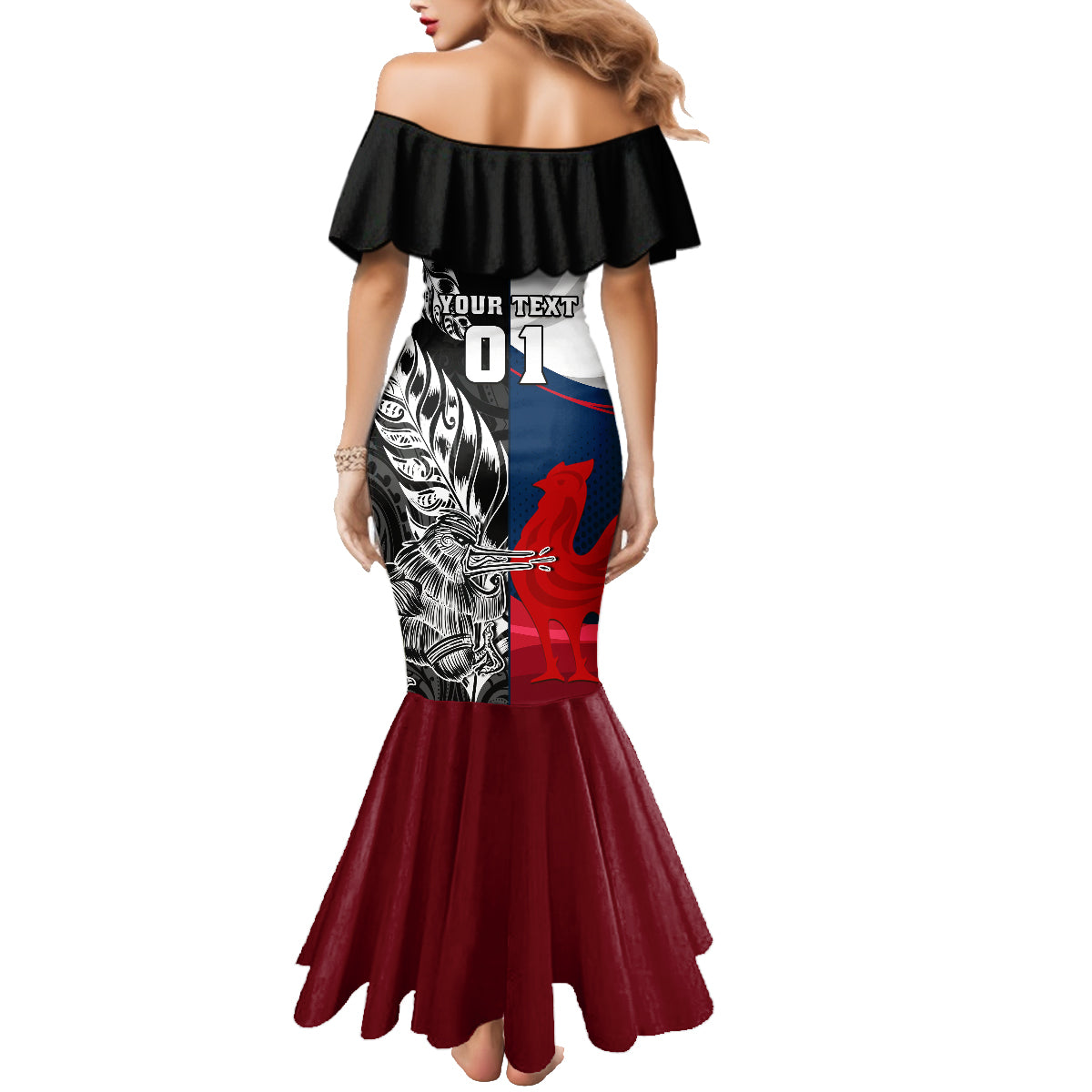 Custom New Zealand And France Rugby Family Matching Mermaid Dress and Hawaiian Shirt XV de France Kiwi Silver Fern 2023 World Cup LT01 - Polynesian Pride