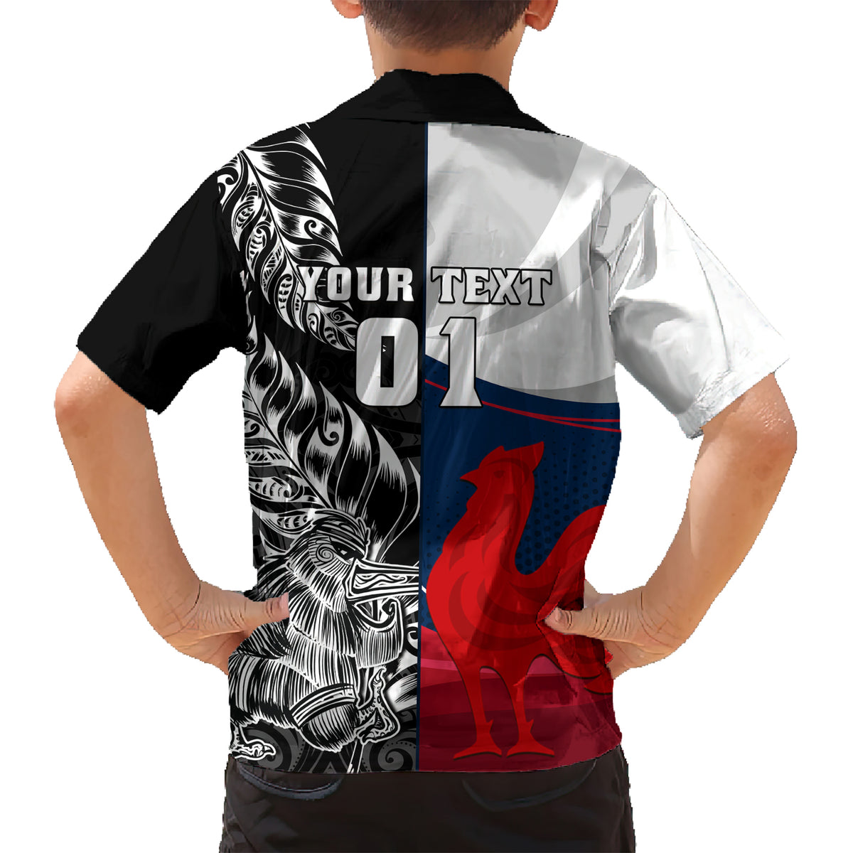 Custom New Zealand And France Rugby Kid Hawaiian Shirt XV de France Kiwi Silver Fern 2023 World Cup LT01 - Polynesian Pride