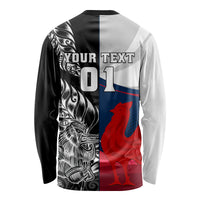 Custom New Zealand And France Rugby Long Sleeve Shirt XV de France Kiwi Silver Fern 2023 World Cup LT01 - Polynesian Pride