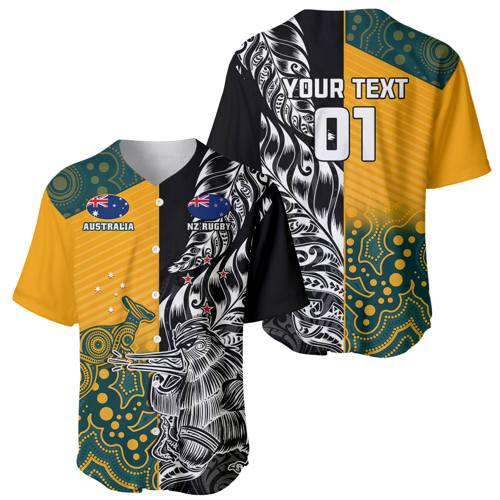 Custom New Zealand And Australia Rugby Baseball Jersey Wallabies Kiwi Silver Fern 2023 World Cup LT01 - Polynesian Pride