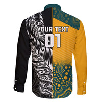 Custom New Zealand And Australia Rugby Family Matching Off Shoulder Long Sleeve Dress and Hawaiian Shirt Wallabies Kiwi Silver Fern 2023 World Cup LT01 - Polynesian Pride
