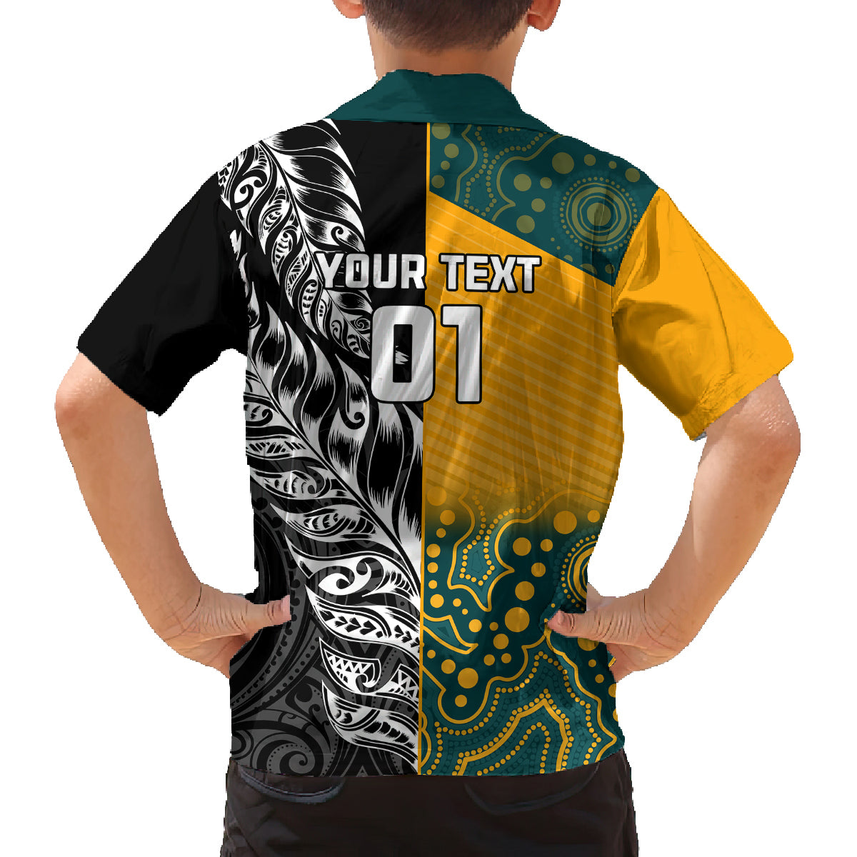 Custom New Zealand And Australia Rugby Family Matching Off Shoulder Short Dress and Hawaiian Shirt Wallabies Kiwi Silver Fern 2023 World Cup LT01 - Polynesian Pride