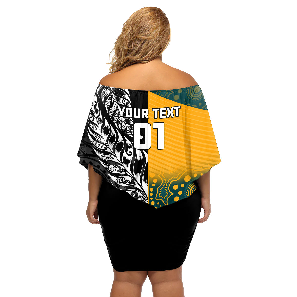 Custom New Zealand And Australia Rugby Family Matching Off Shoulder Short Dress and Hawaiian Shirt Wallabies Kiwi Silver Fern 2023 World Cup LT01 - Polynesian Pride