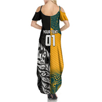 Custom New Zealand And Australia Rugby Family Matching Summer Maxi Dress and Hawaiian Shirt Wallabies Kiwi Silver Fern 2023 World Cup LT01 - Polynesian Pride