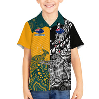 Custom New Zealand And Australia Rugby Family Matching Summer Maxi Dress and Hawaiian Shirt Wallabies Kiwi Silver Fern 2023 World Cup LT01 Son's Shirt Black - Polynesian Pride