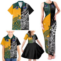 Custom New Zealand And Australia Rugby Family Matching Tank Maxi Dress and Hawaiian Shirt Wallabies Kiwi Silver Fern 2023 World Cup LT01 - Polynesian Pride