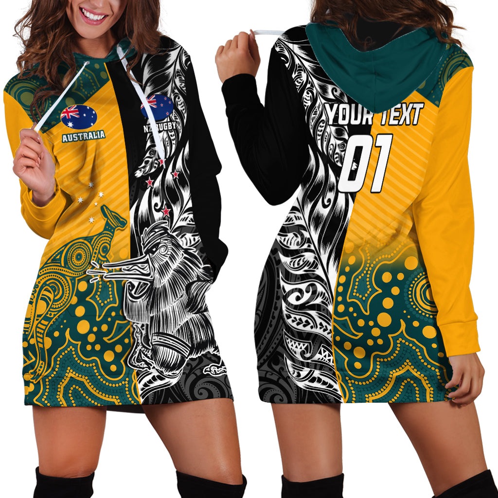 Custom New Zealand And Australia Rugby Hoodie Dress Wallabies Kiwi Silver Fern 2023 World Cup LT01 - Polynesian Pride