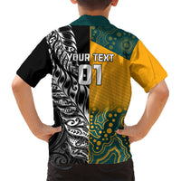 Custom New Zealand And Australia Rugby Kid Hawaiian Shirt Wallabies Kiwi Silver Fern 2023 World Cup LT01 - Polynesian Pride