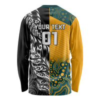 Custom New Zealand And Australia Rugby Long Sleeve Shirt Wallabies Kiwi Silver Fern 2023 World Cup LT01 - Polynesian Pride