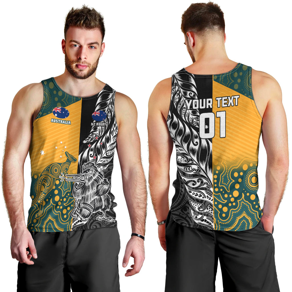Custom New Zealand And Australia Rugby Men Tank Top Wallabies Kiwi Silver Fern 2023 World Cup LT01 - Polynesian Pride
