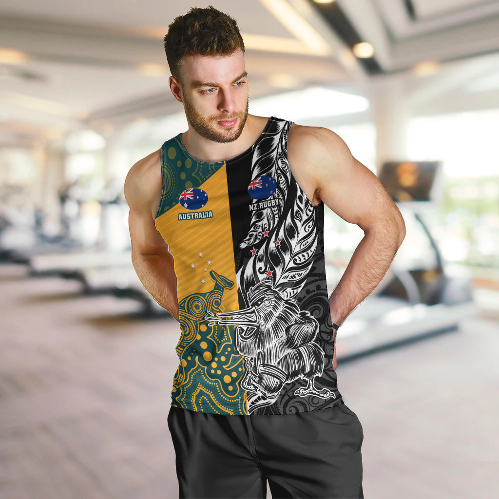 Custom New Zealand And Australia Rugby Men Tank Top Wallabies Kiwi Silver Fern 2023 World Cup LT01 - Polynesian Pride