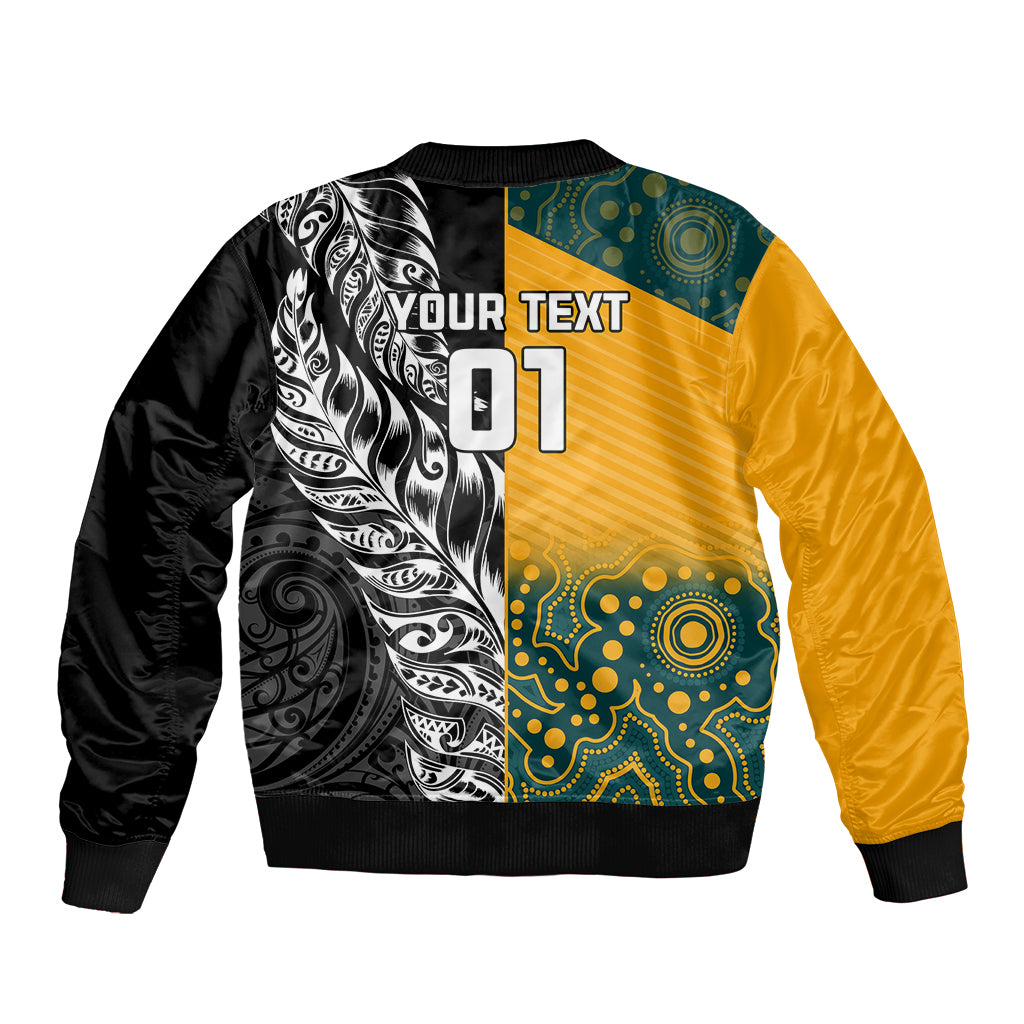 Custom New Zealand And Australia Rugby Sleeve Zip Bomber Jacket Wallabies Kiwi Silver Fern 2023 World Cup LT01 - Polynesian Pride