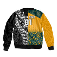 Custom New Zealand And Australia Rugby Sleeve Zip Bomber Jacket Wallabies Kiwi Silver Fern 2023 World Cup LT01 - Polynesian Pride