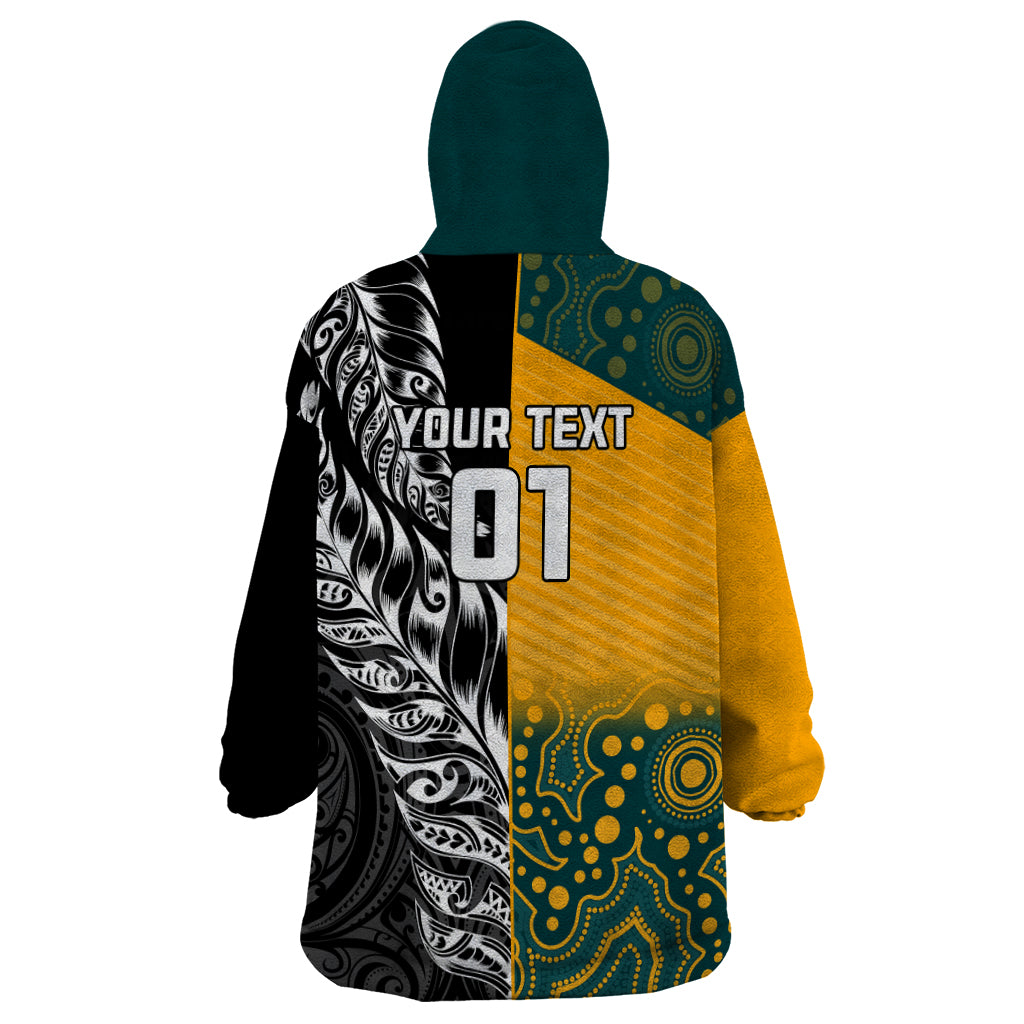 Custom New Zealand And Australia Rugby Wearable Blanket Hoodie Wallabies Kiwi Silver Fern 2023 World Cup LT01 - Polynesian Pride