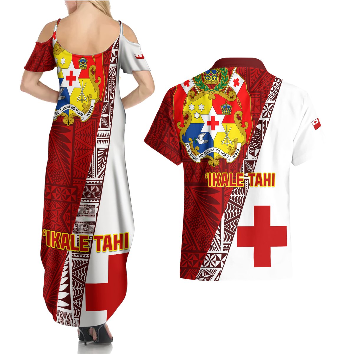 Tonga Rugby Couples Matching Summer Maxi Dress and Hawaiian Shirt Tongan Go 2023 World Cup LT01 - Polynesian Pride