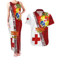 Tonga Rugby Couples Matching Tank Maxi Dress and Hawaiian Shirt Tongan Go 2023 World Cup LT01 Red - Polynesian Pride
