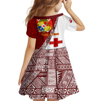 Tonga Rugby Family Matching Off Shoulder Short Dress and Hawaiian Shirt Tongan Go 2023 World Cup LT01 - Polynesian Pride