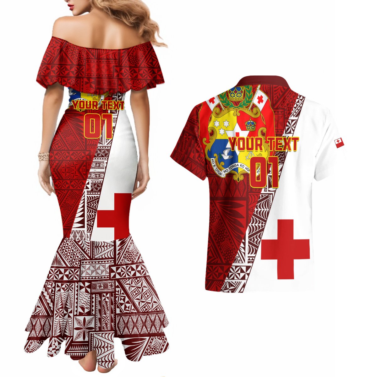 Custom Tonga Rugby Couples Matching Mermaid Dress and Hawaiian Shirt Tongan Go 2023 World Cup LT01 - Polynesian Pride