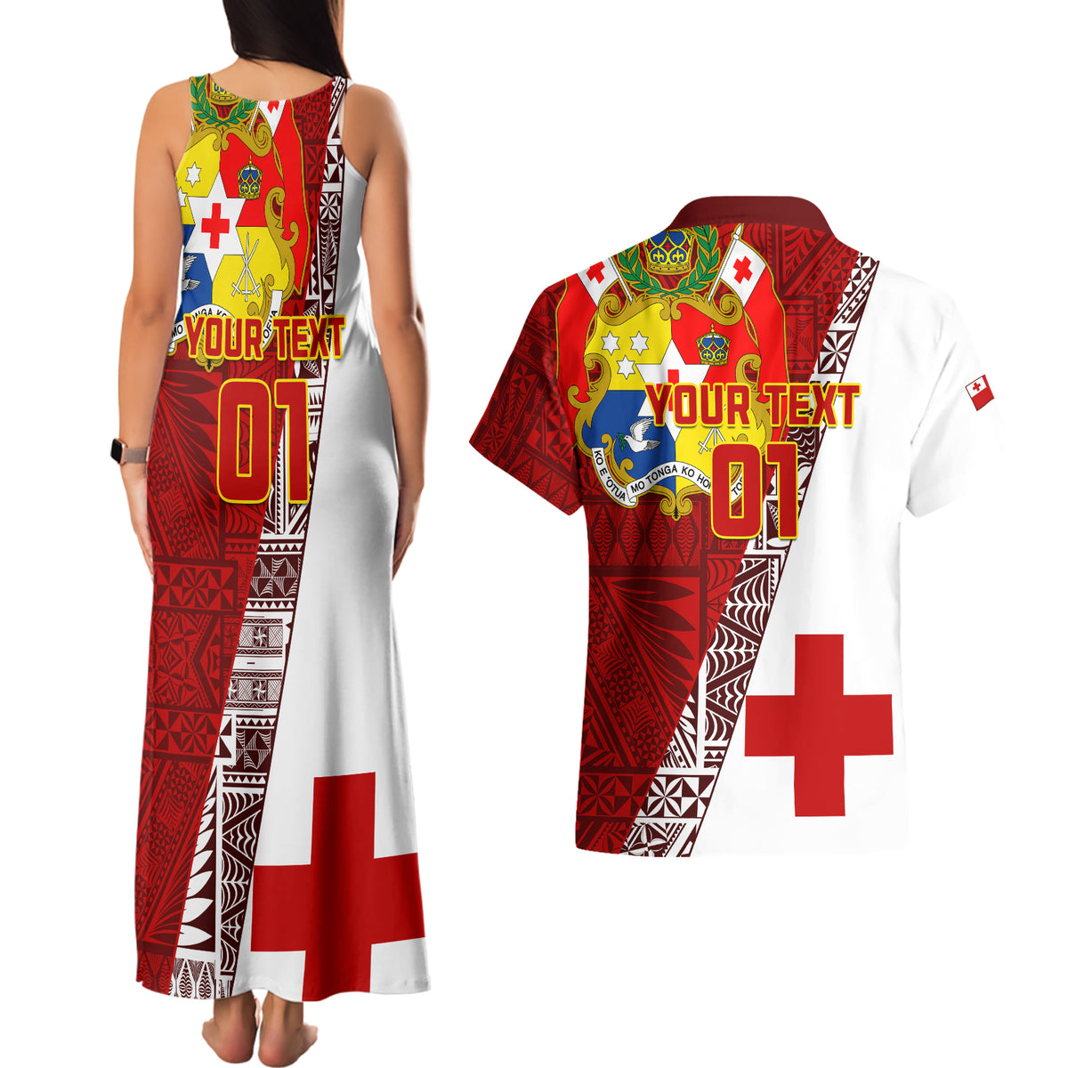 Custom Tonga Rugby Couples Matching Tank Maxi Dress and Hawaiian Shirt Tongan Go 2023 World Cup LT01 - Polynesian Pride