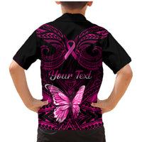 Personalised Pink Out Family Matching Mermaid Dress and Hawaiian Shirt Breast Cancer Awareness Polynesian Pattern Black Version LT01 - Polynesian Pride