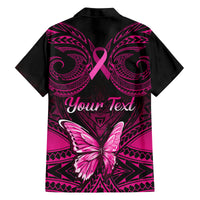 Personalised Pink Out Family Matching Tank Maxi Dress and Hawaiian Shirt Breast Cancer Awareness Polynesian Pattern Black Version LT01 - Polynesian Pride